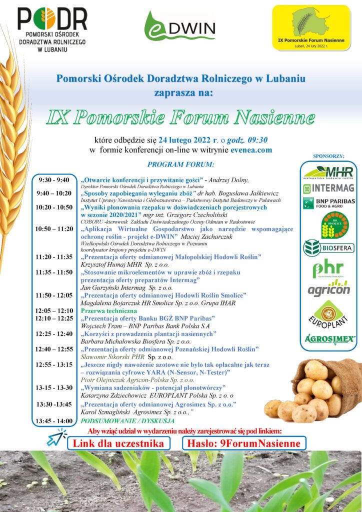Plakat IX Pomorskie Forum Nasienne 24.02.2022 - plakat