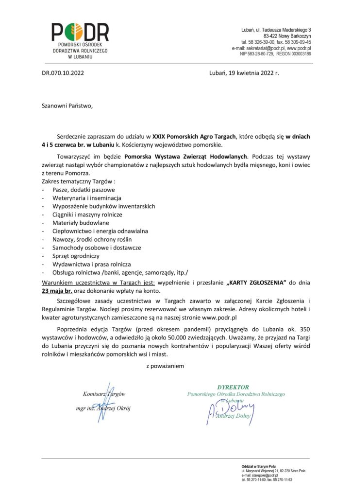 Zaproszenie na targi