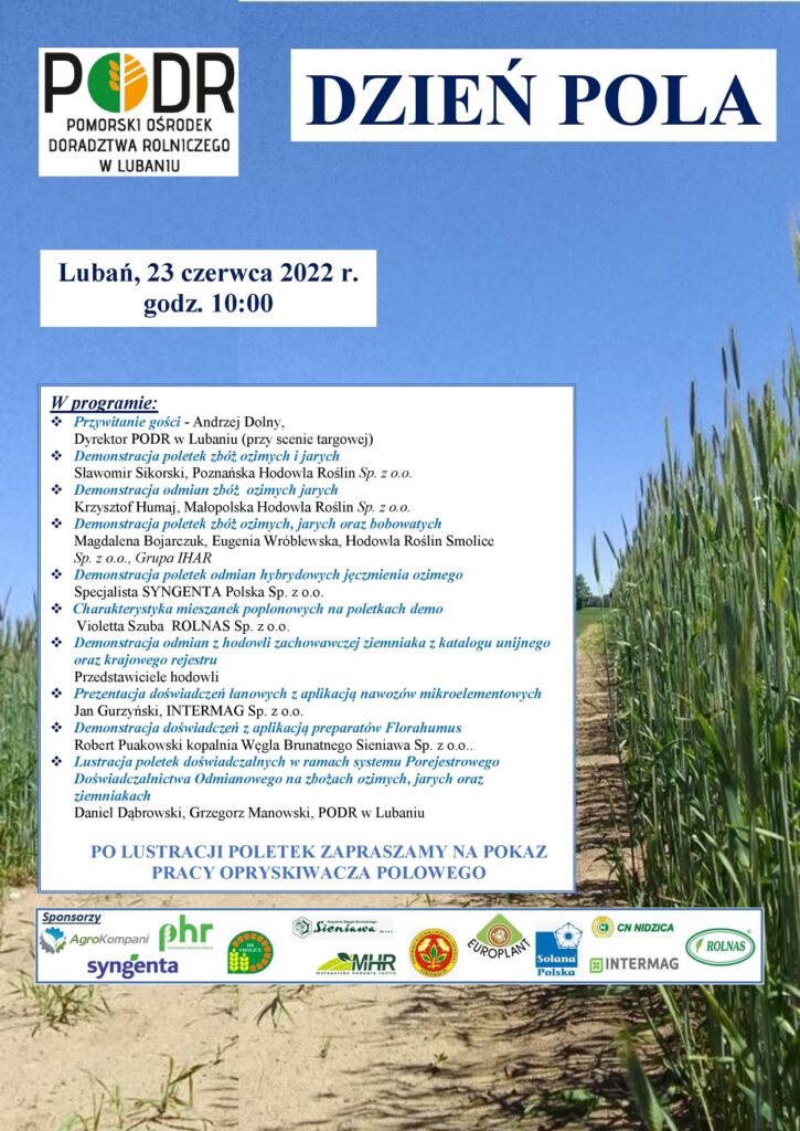 Plakat Dzień Pola Lubań 2022