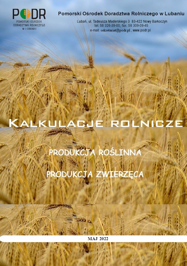 Kalkulacje Rolnicze 2022 - okładka