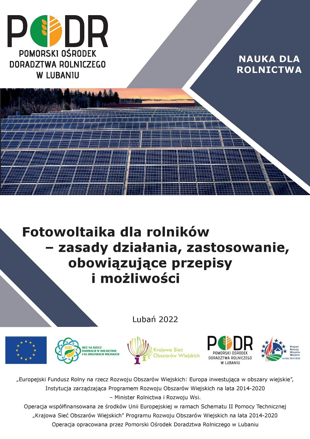 Fotowoltaika dla rolników – zasady działania, zastosowanie, obowiązujące przepisy i możliwości - okładka